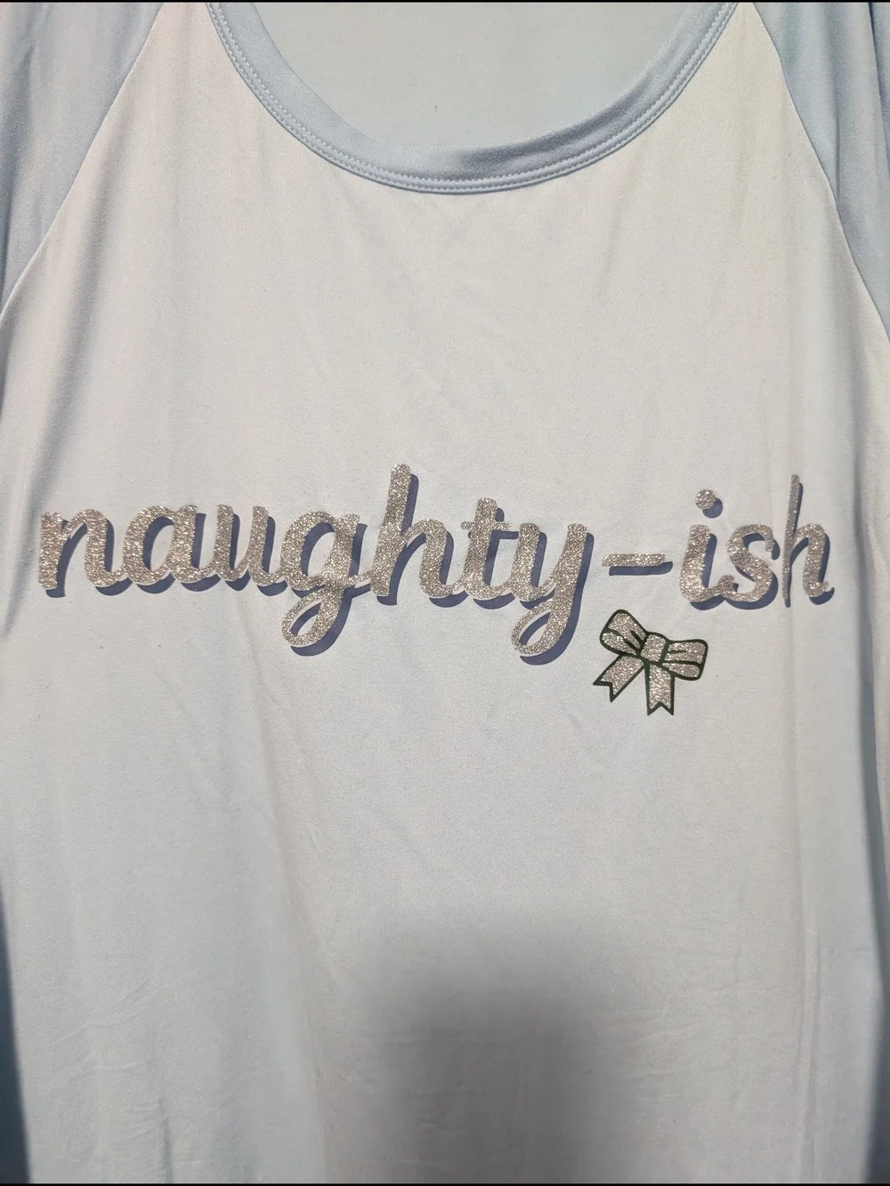 Fashion Nova Naughtyish Glitter PJ Sleep Shirt - Light Blue 1X (EUC)
